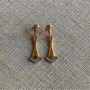 Estate Diamond & 14K Yellow Gold Geometric Drop Earrings